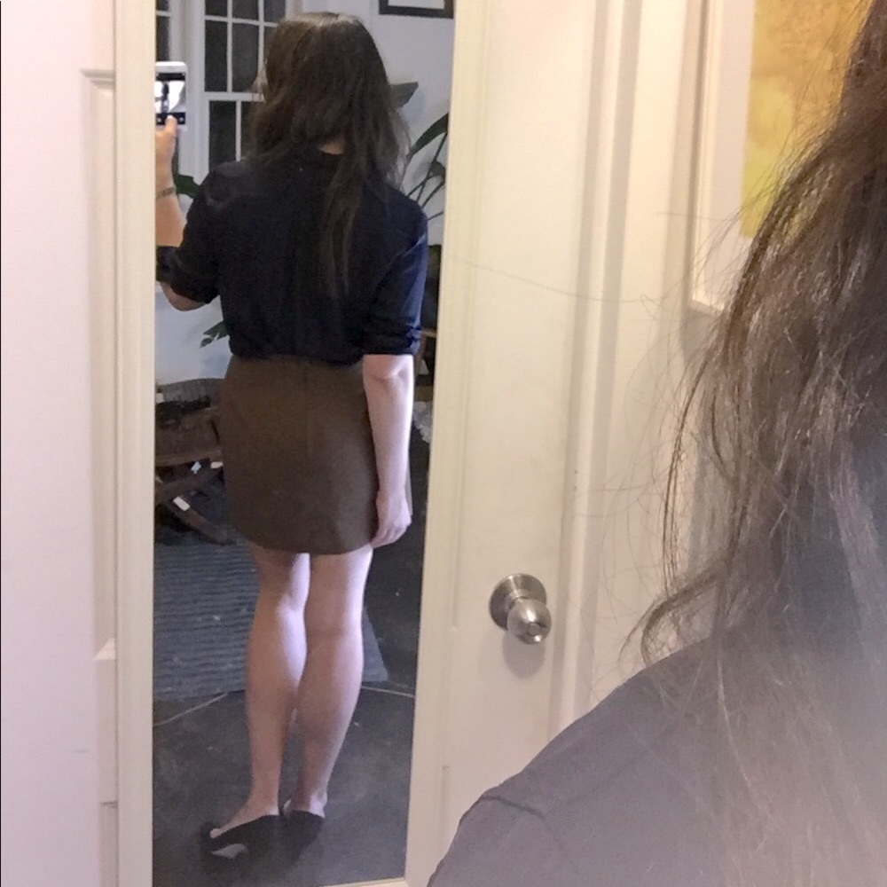 Vintage Brown Linen Lined High Waisted A-Line Mini Skirt - Size Small / 4 - Picture 14 of 16